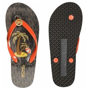 🆕 MICHAEL KORS MK Logo Thong Flip Flops Sandals